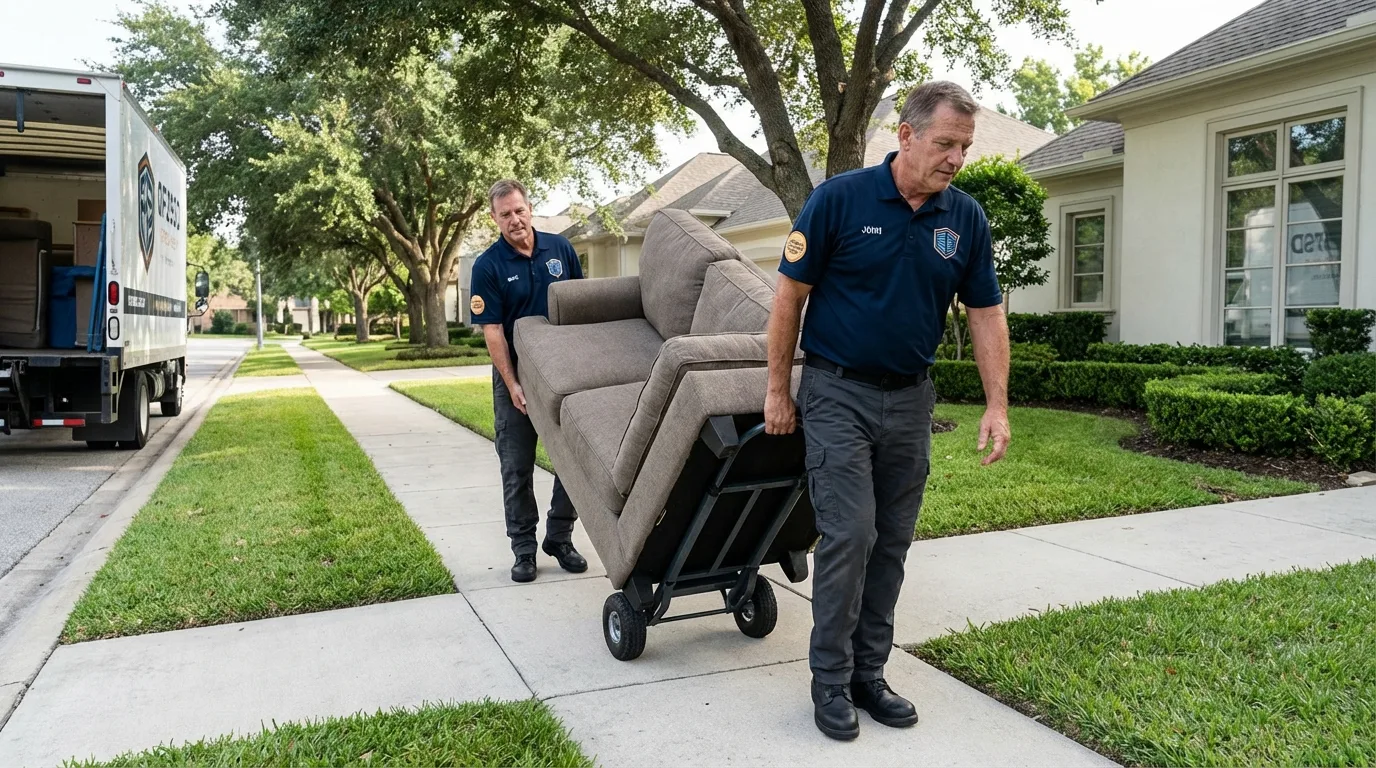 Local residential moving crew loading furniture in Stoughton, MA